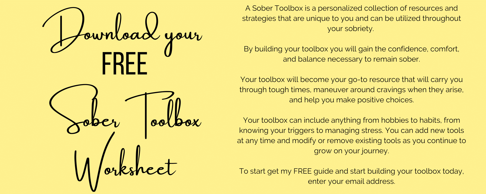 Download your FREE Sober Toolbox Worksheet